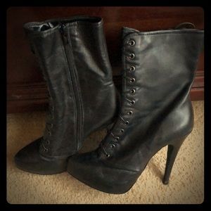 Black ankle high heel booties